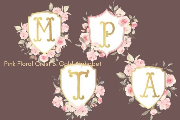 Download Pink Floral Crest Monogram Bundle PNG - Gram Collection