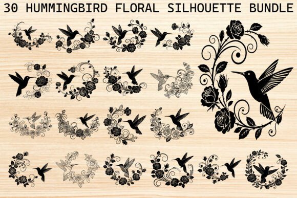 Download Hummingbird Floral Silhouette Bundle - Hummingbird Collection
