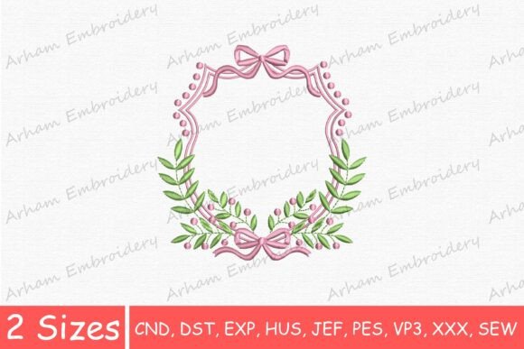 Download Pink Bow Frame with Leaves Monogram - Gram Collection